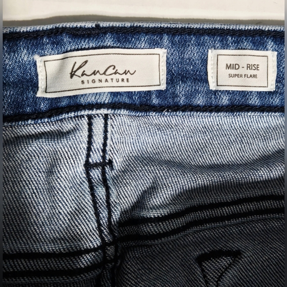 Kancan Distressed Flare Jeans Raw Hem Bell Bottom Light Wash Size 33 - Picture 8 of 16